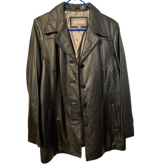 Wilsons Leather Black Button Front Women’s XL Jacket READ